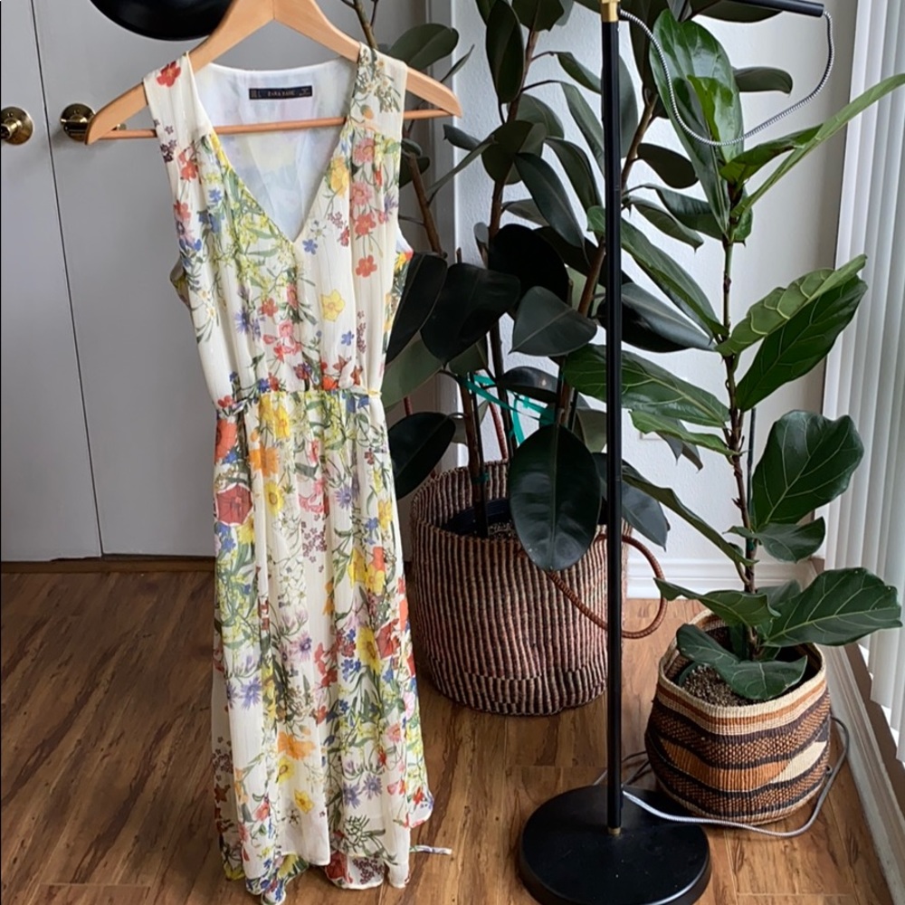 Zara Gauzy Floral Midi Summer Dress
